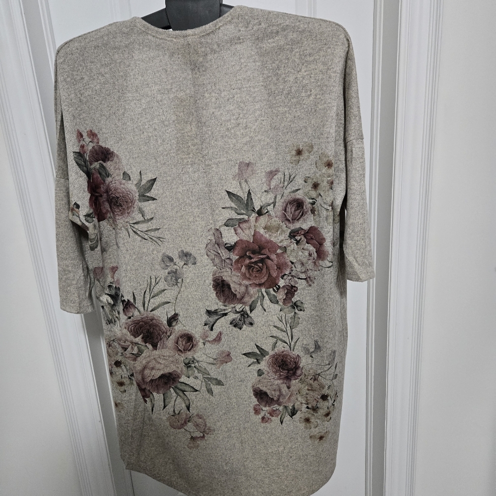 Floral Open-Front Cardigan